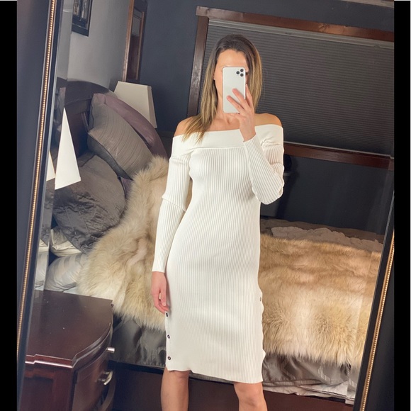 C/MEO COLLECTIVE Off-The-Shoulder MIDI Dress with Long Sleeves, Size Small - Picture 15 of 15